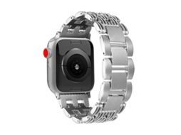 Bracelete para Apple Watch 46/49/45/44mm Aço Inoxidável com 5 Listras Prateada XIAOMOYU