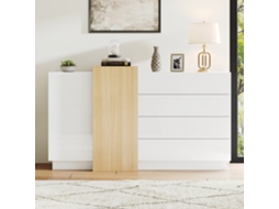 Armário 140x35x76,5cm 4 Gavetas Brilho Branco 30kg VOLTEDGE