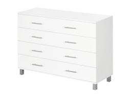 Cômoda 4 Gavetas, Pernas, Estilo Moderno, Branco (112x38,2x81 Cm)