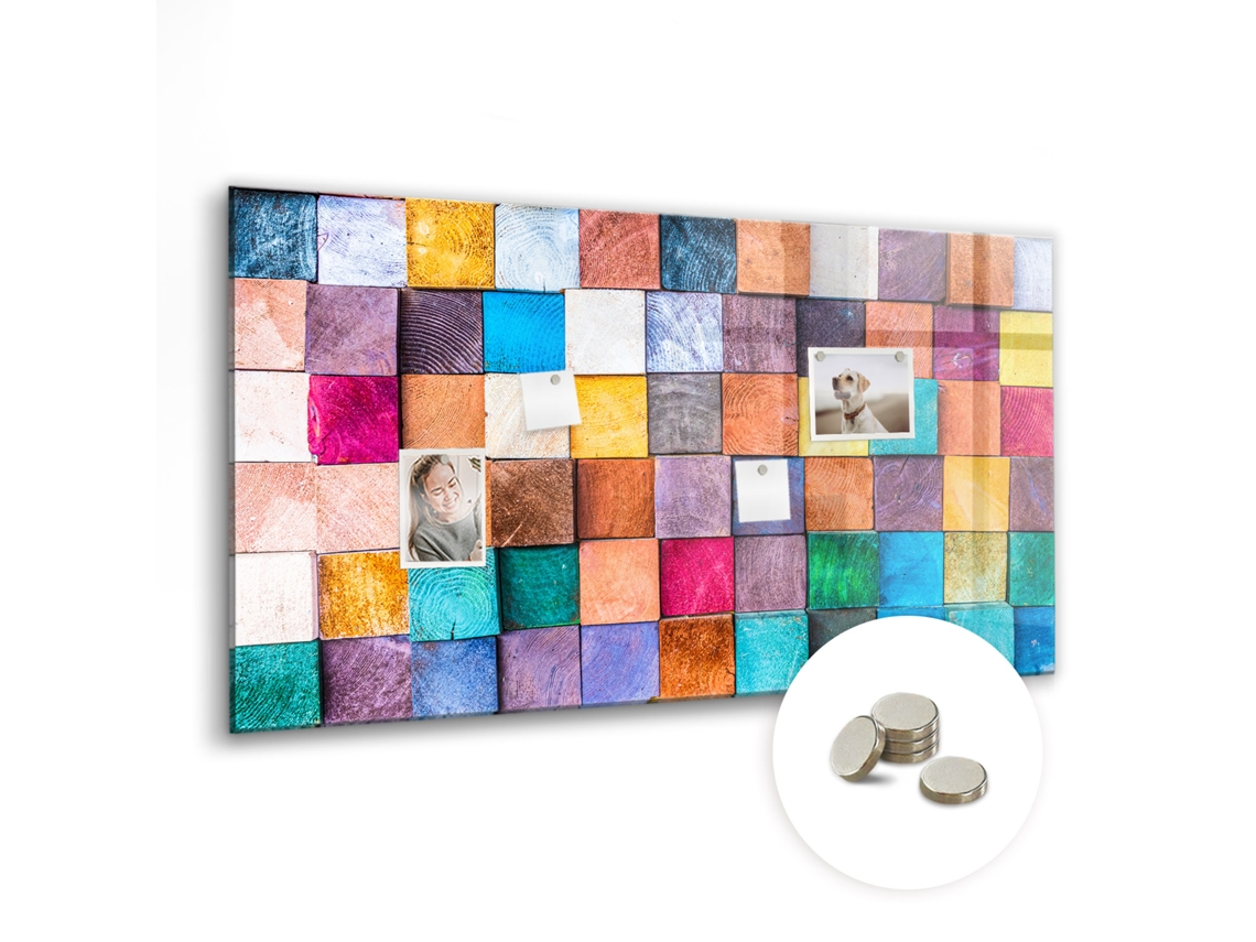 Quadro Magnético Cubos De Madeira Para A Sala De Estar Espelharte (120x60 Cm)