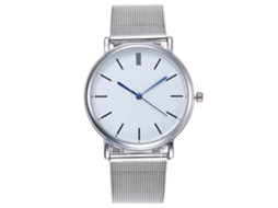Reloj De Pulsera De Aleación Elegante Dial Redondo Analógico Cuarzo Unisex Plata