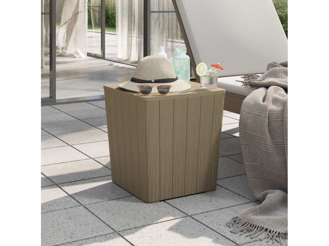 Vidaxl Mesa De Jardim Com Tampa Removível Polipropileno Castanho-claro
