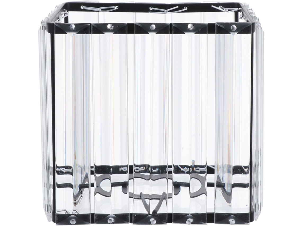 Abajur Quadrado De Cristal Em Ferro Forjado Com Revestimento Em Pó Preto, 4 Cm, Compatível Com Luminárias De Teto E Parede.