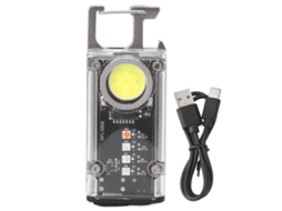 Lanterna de Trabalho Cob com Chaveiro Recarregável 800lm 8 Modos Luz Led Mini Prata K45 | S/MARCA