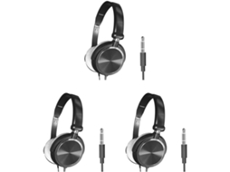 Conjunto De 3 Fones Ouvido Estéreo Dobráveis Portáteis S1 Com Fio, 5mm Na Cor Preta