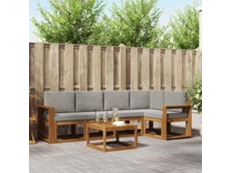 Vidaxl Conjunto De Sofás Para Exterior 6 Pcs Cinza Natural E Claro