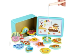Primerox jogo de Pesca Magnética Infantil de Madeira Leve com Cores Vibrantes Brinquedo Fácil de Pegar