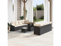 Vidaxl Conjunto De Sofá De Jardim 11 Unid. Preto Vime Pe