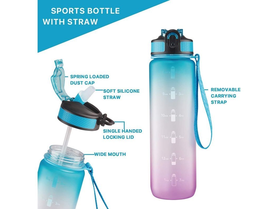 2026 garrafa de Água 33 Oz com Marcador de Tempo, Alça, Sem Vazamento Tritan Sem Bpa para Fitness, Academia, Camping
