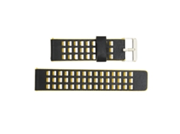 Pulseira De Couro 22mm Preto Amarelo Compatível Com Realme Watch 2