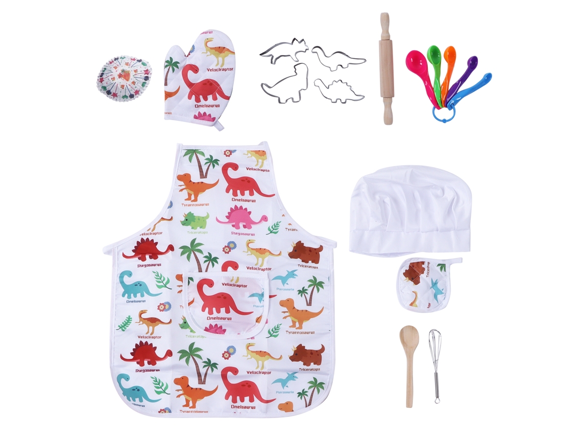 Primerox conjunto de Chef de Confeitaria para Crianças Avental Dinossauro Brinquedos de Role Play na Cozinha