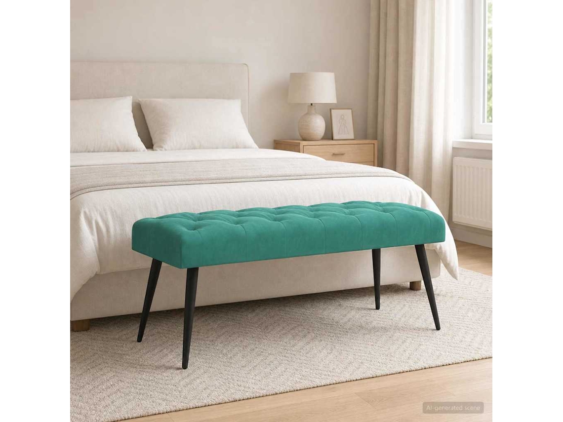 Vidaxl Banco Com Botões Estofados Turquesa 110 X 40 X 46 Cm Veludo