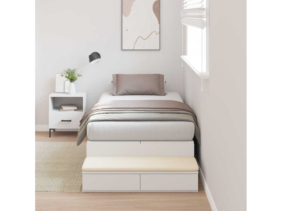 Vidaxl Estrado De Cama Com Arrumação Branco 90 Cm Derivados De Madeira