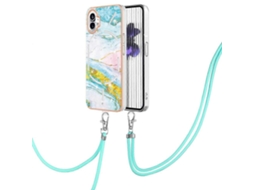 Capa Para Celular For Nothing Phone 1 Em Tpu Com Estampa De Mármore Eletroplaqueado E Cordão.