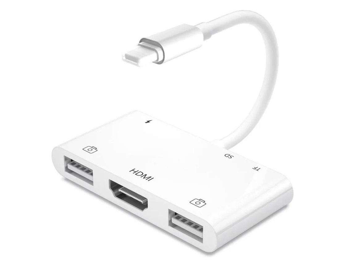 Adaptador Hdmi Para Iphone Hdmi Usb Hub Branco Yizhood