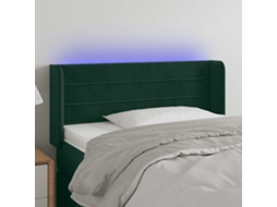 Cabeceira | Painel De Cama Cama C/ Luzes Led Veludo 93x16x78/88 Cm Verde-escuro
