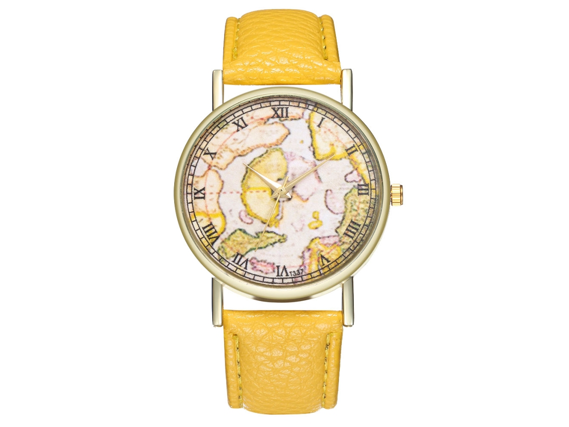 Relógio de Pulso Elegante de Quartzo para Homens e Mulheres Presente Moda (amarelo)