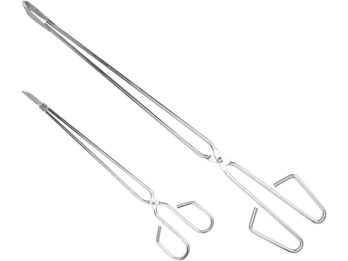 Pinças Para Carvão Churrasco, Conjunto De 2, Aço Prateado