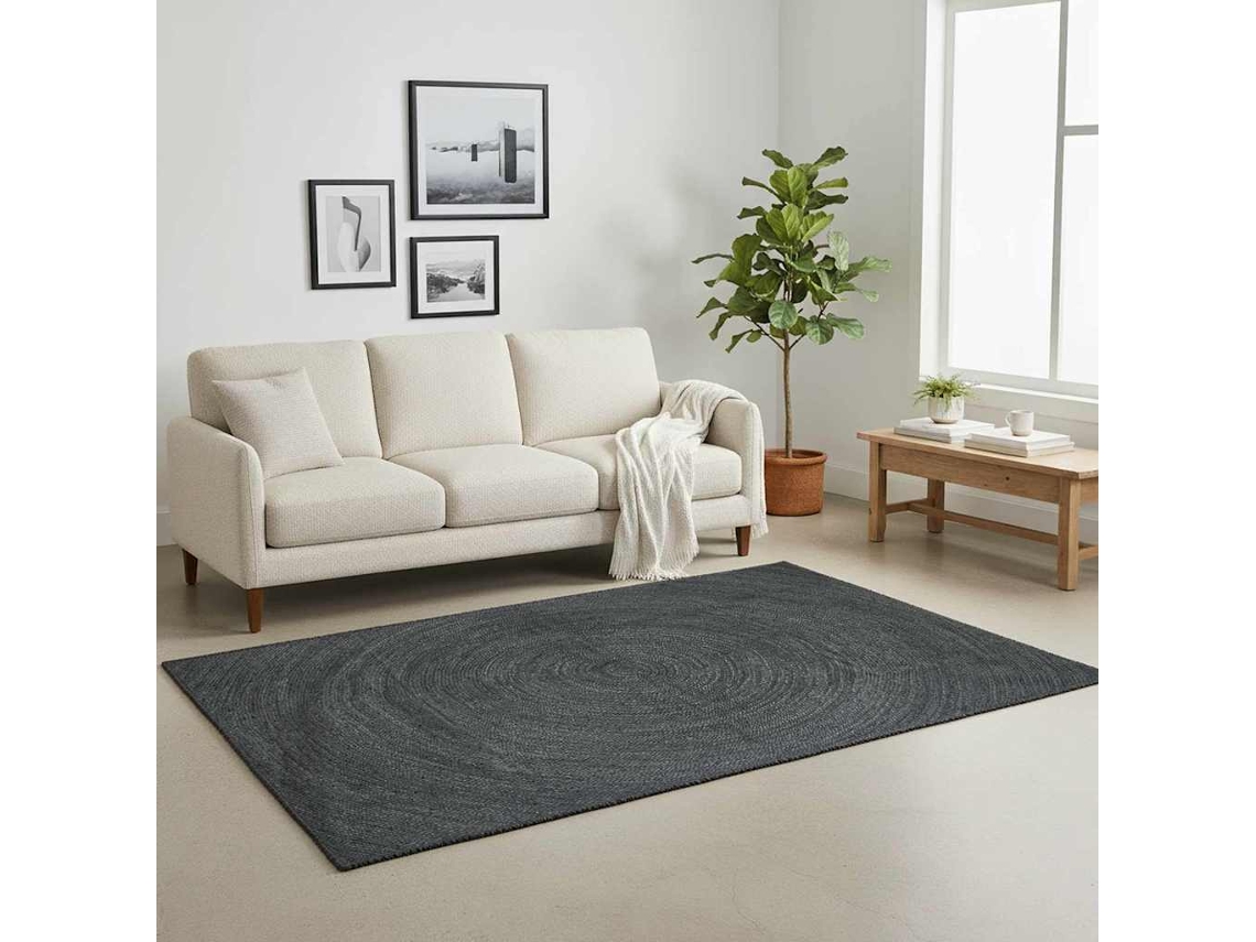 Tapetes De Área Quadrado Cinza Escuro 200 X 200 Cm Juta