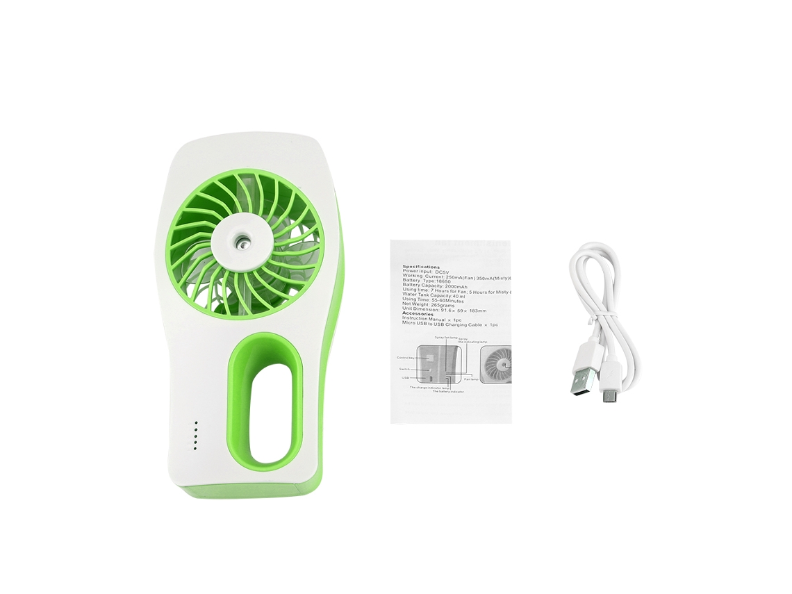Laxiscreed Ventilador De Névoa Usb Recarregável, Portátil E Verde, Ideal Para Hidratação E Conforto Em Dias Quentes