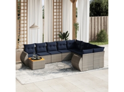 Vidaxl Conjunto De Sofá De Jardim Com 10 Peças E Almofadas Em Rattan Sintético Cinza