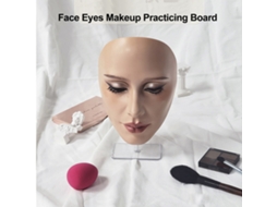 Prancha de silicone para prática de maquiagem em manequim, ideal para iniciantes.