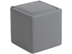Hocker Com Armazenamento Quadrado Couro Sintético 40x40x40cm Cinza