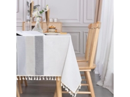 Lurelia Caminho De Mesa Retangular Algodão Linho Juta Cinza Natural Multicolor 140x220cm Lavável Macio