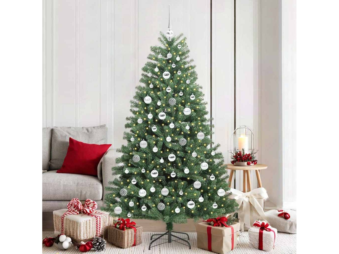 Vidaxl Árvore De Natal Articulada Artificial Verde 180 Cm Pvc E Metal