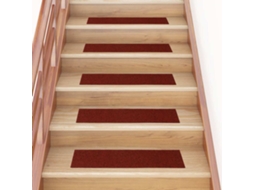 Vidaxl Tapetes De Escada Autoadesivos 30 Peças 76x20 Cm Vermelho Bordô Retangular