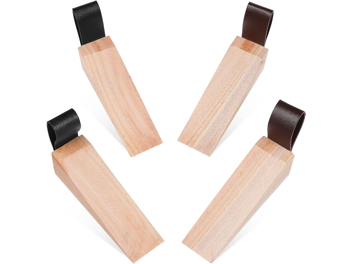 Conjunto De 4 Cunhas De Porta De Madeira Antiderrapantes E Resistentes Para Segurança.