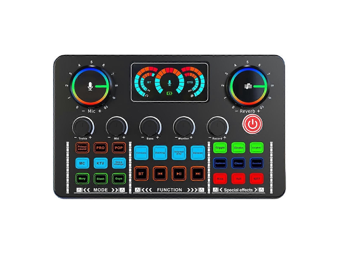 Placa de som Brilliera para podcast com microfone, compatível com PC, smartphone e laptop.