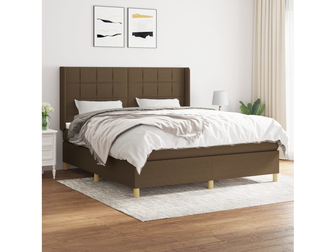 Vidaxl Cama Com Molas/colchão 180x200 Cm Tecido Castanho-escuro