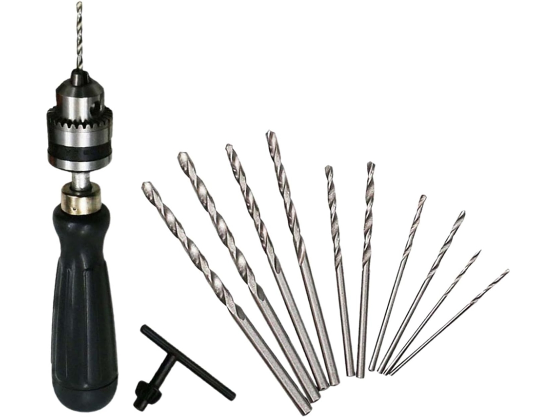 Furadeira Manual Com Mandril Sem Chave De 0,6 A 6 Mm E Brocas