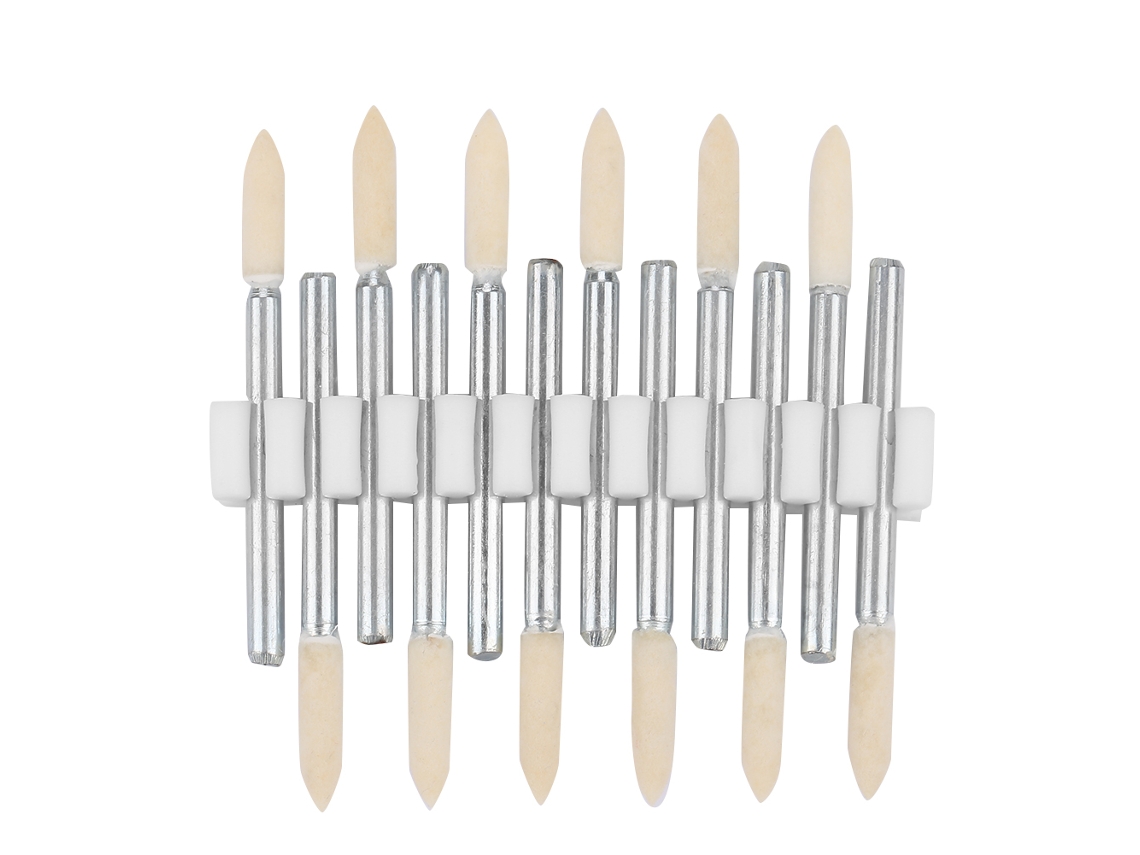 12pcs Cabeça De Polimento Em Lã Com Forma Cônica Roda De Buffing Com Cabo De 3mm Para Polimento E Lixamento