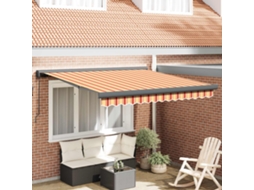 Vidaxl Toldo Retrátil Amarelo E Laranja 350 X 250 Cm Lona E Alumínio