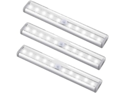 Lâmpada Led, 3 Unidades, 10 Díodos, Recarregável, Sensor De Movimento, Fixação Magnética, Para Uso Residencial, Comercial E Manutenção Elétrica