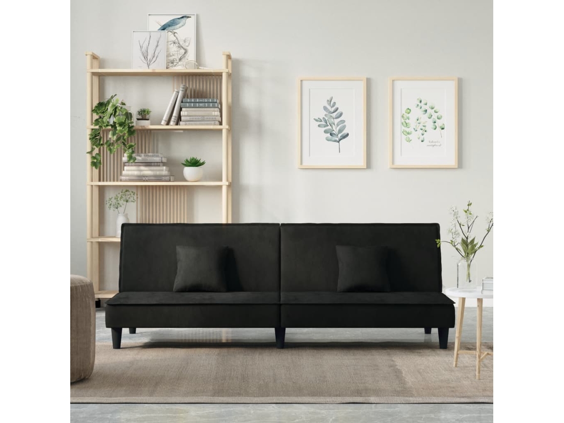 Vidaxl Sofá-cama Veludo Preto
