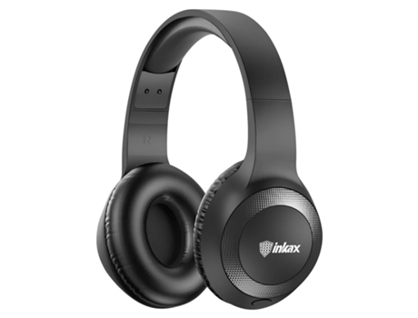 Inkax Auscultadores Bluetooth Dobrável, bateria com autonomia de 6 horas Microfone Preto