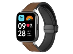 Bracelete Para Redmi Watch 3 Active / Lite - Fivela Magnética - Estampa Crazy Horse Marrom Escuro
