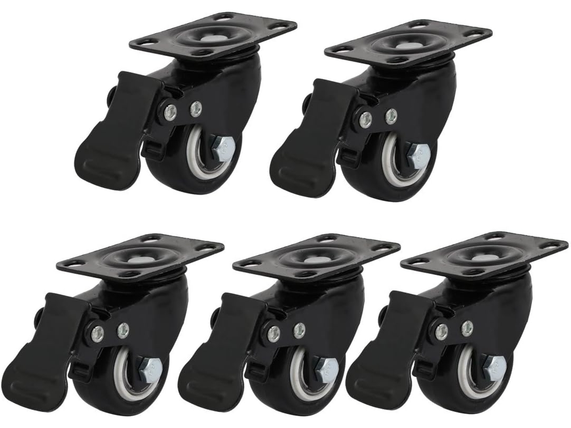 Com Freio Para Carrinho, Pacote Com 5 Unidades, Preto, (709c299), 5", Giratório