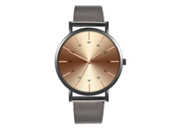 Reloj De Moda Para Parejas Con Correa De Malla Dial Redondo Cuarzo
