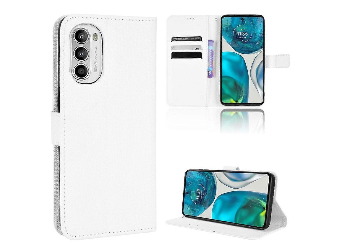 Capa De Couro Com Textura De Diamante Para Motorola Moto G52 4g