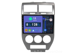 Auto Rádio Carro Bluetooth Autoradio 8GB RAM 128G ROM CarPlay Navegação GPS Ecrã Táctil RoverOne para Jeep Compass 1 MK 2006-2010  