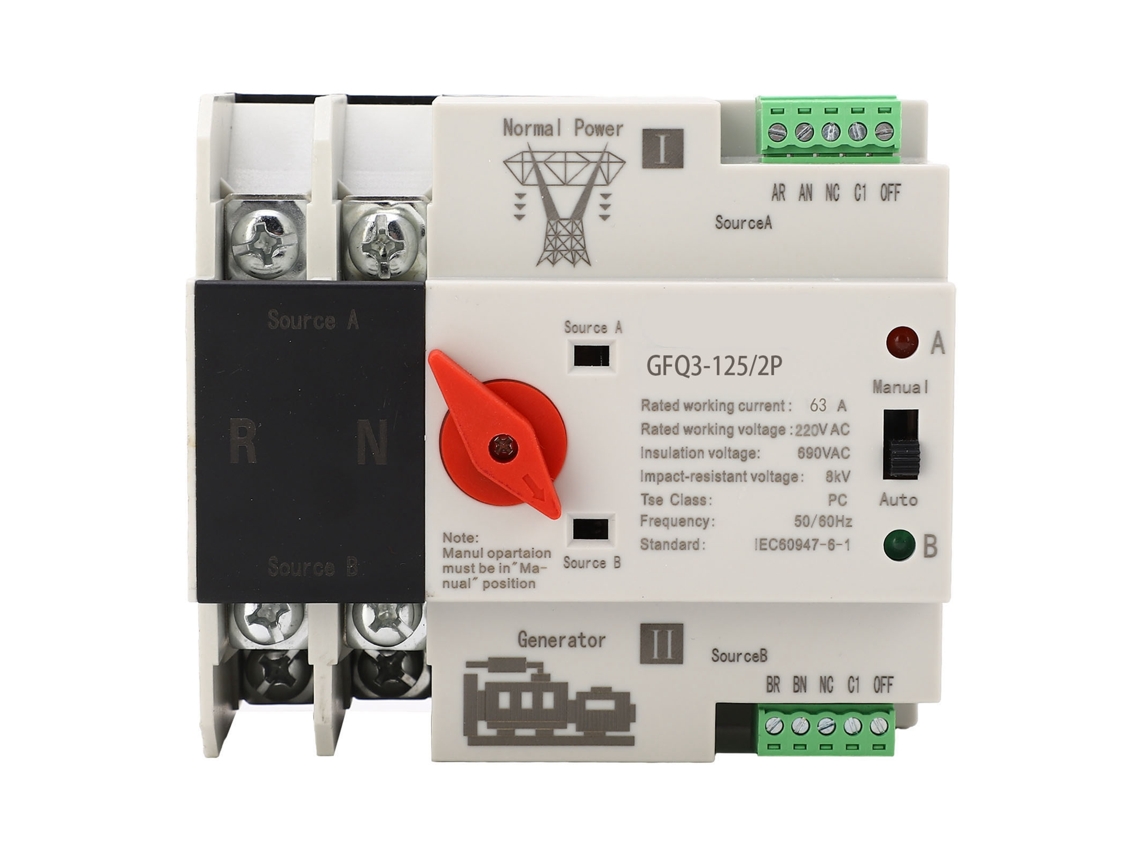 Seletor de Transferência Automática Dual Power 63a YURU