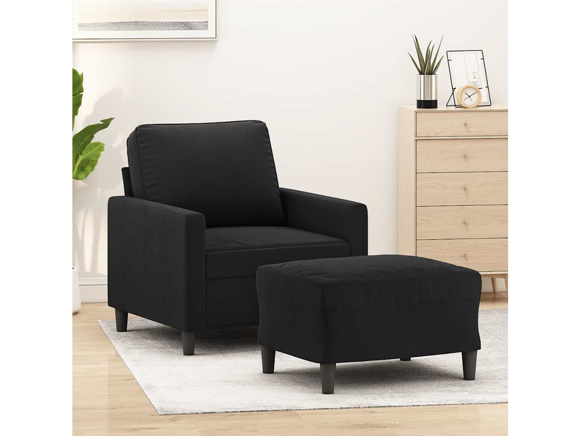 Vidaxl Poltrona Com Apoio De Pés 60 Cm Veludo Preto