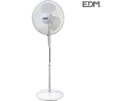 Ventoinha de Pé EDM com Base Circular Branco 45W 40Cm Altura Regulável 110-130 Cm