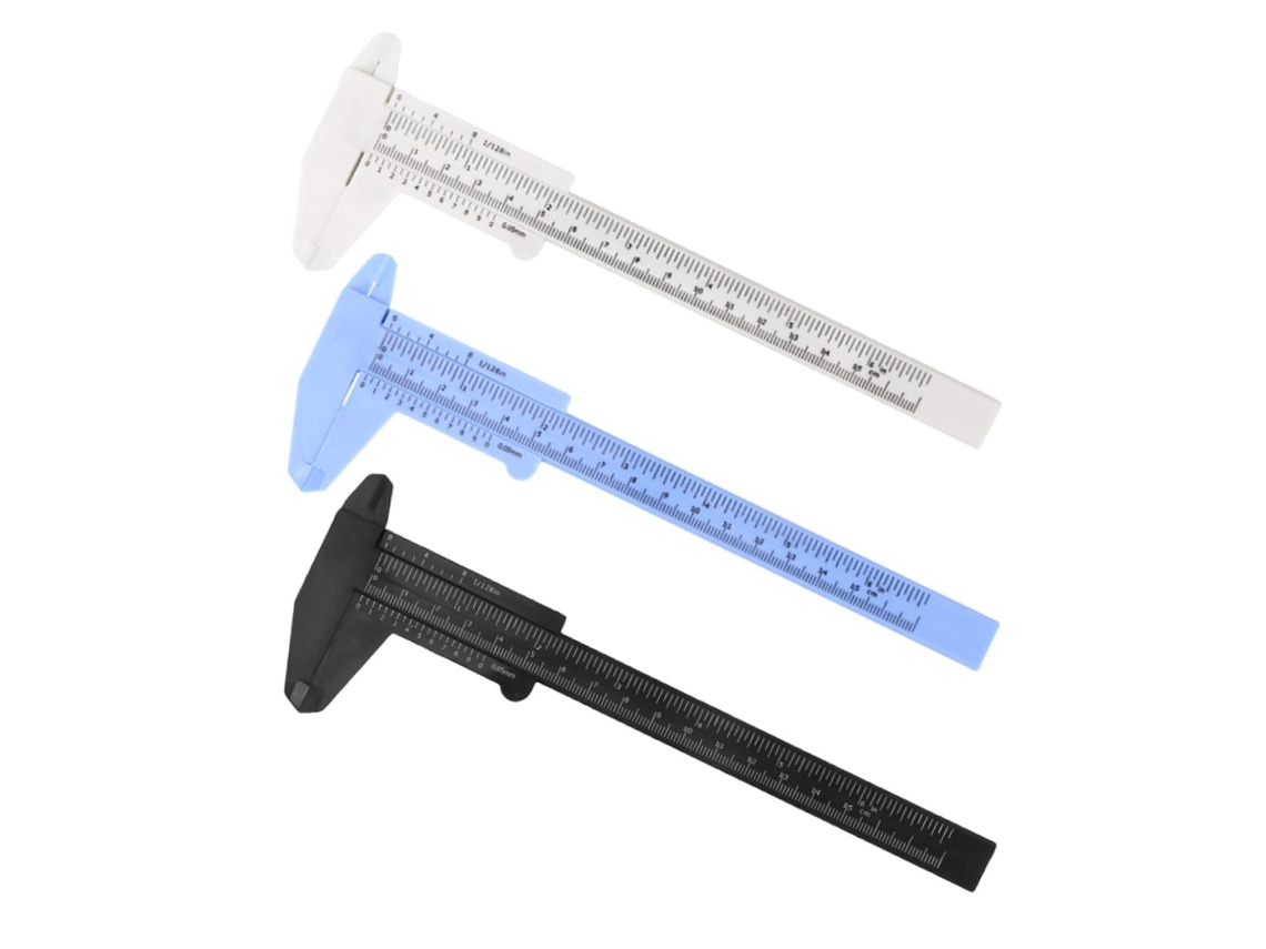 Conjunto De 3 Paquímetros, Ferramenta Medição Métrica, Plástico Para
