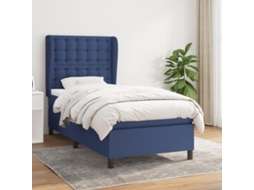 Vidaxl Cama Com Molas/colchão 100x200 Cm Tecido Azul