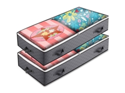 Bolsa de Armazenamento para Debaixo da Cama, 2 packs, 3 Camadas, Tecido Não Tecido, Cinza Escuro, 101.6x50.8x15.24cm S/MARCA
